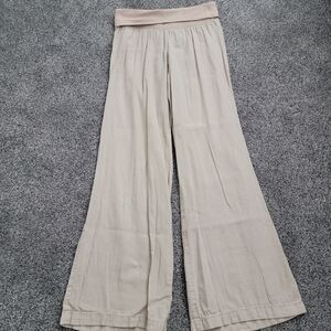 Linen Blend Wide Leg Pants